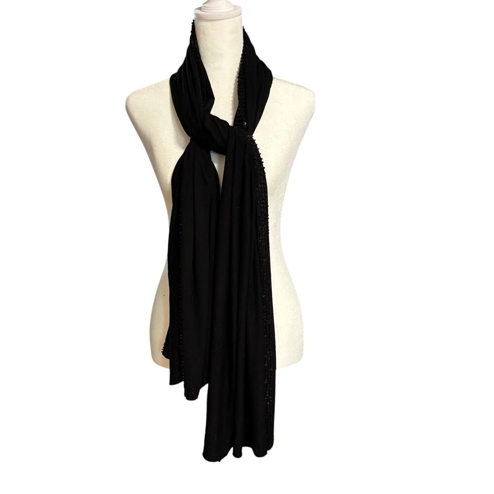 Zen Knits Scarf Wrap Embellished Sequined Black